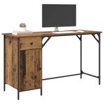 vidaXL Bureau d'ordinateur avec tiroir Bois Ancien 131 x 48 x 75 cm