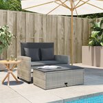 vidaXL Canapé de jardin 2 places et coussins gris clair résine tressée