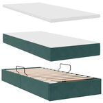 vidaXL Lit de rangement LED avec matelas Vert foncé 180 x 200 cm