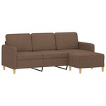 vidaXL Canapé à 3 places avec repose-pieds Marron 180 cm Tissu