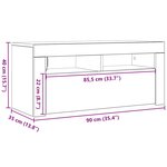 vidaXL Meuble TV avec lumières LED noir 90x35x40 cm