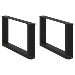 vidaXL Pieds de table basse en U  2 pièces  noir  60 x (30-31) cm  acier