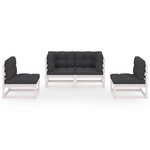 vidaXL Salon de jardin 4 Pièces avec coussins Bois de pin massif