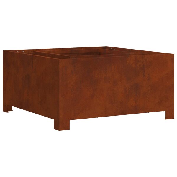 vidaXL Foyer de cheminée Marron 80 x 80 x 40 cm Acier patiné