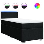 vidaXL Sommier à lattes de lit et matelas Noir 80x200 cm Tissu