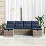 vidaXL Ensemble de canapé de jardin avec coussin 6 Pièces Poly rotin