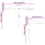 vidaXL Parasol de jardin Couleur terre cuite 294 x 150 x 223 cm tissu