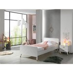 Billy Lit blanc satin 90x200cm + Chevet blanc satin