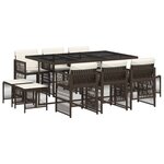 vidaXL Ensemble à manger de jardin et coussins 11 Pièces marron rotin