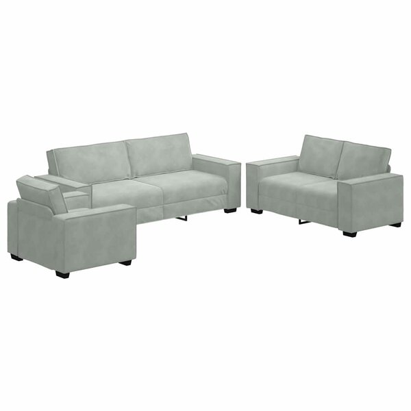 vidaXL Ensemble de Canapés 3 Pièces Gris 220 x 78 x 84 cm Velours