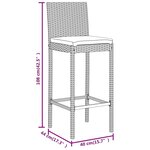 vidaXL Ensemble de bar de jardin 3 Pièces avec coussins noir poly rotin