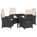 vidaXL Ensemble de Salle à Manger de Jardin 5 Pièces avec Coussins en Rattan Poly Noir