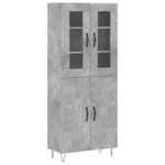 vidaXL Buffet haut Gris béton 69 5x34x180 cm Bois d'ingénierie