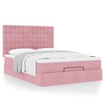 vidaXL Cadre de lit ottoman avec matelas rose 140x190 cm velours
