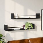 vidaXL Étagères murales avec barres 2 Pièces noir 80x16x14 cm