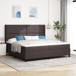 vidaXL Lit à ressorts avec matelas marron foncé 200 x 200 cm en tissu.