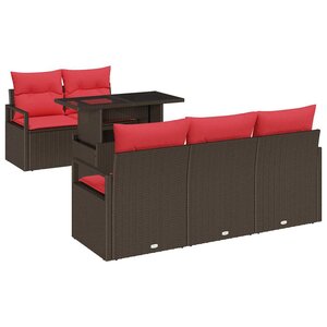 vidaXL Ensemble de canapé de jardin 6 Pièces Marron Poly rotin