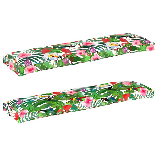 vidaXL Coussins de palette pour banc 2 Pièces Jungle tropicale 150x40x8 cm Tissu Oxford