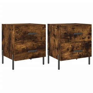 vidaXL Tables de chevet 2Pièces chêne fumé 40x35x47 5cm bois d’ingénierie