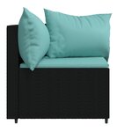 vidaXL Canapés d'angle de jardin et coussins 2Pièces Noir Résine tressée