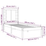 vidaXL Cadre de lit bois massif 75x190 cm petit simple