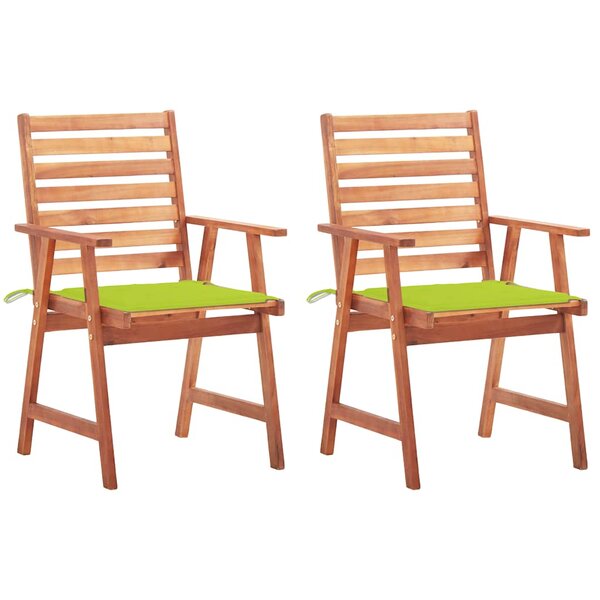 vidaXL Chaises à manger d'extérieur lot de 2 et coussins Acacia massif