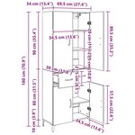 vidaXL Haut Armoire Montage mural Chêne artisanal 69 5 x 34 x 180 cm