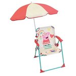 Chaise pliante camping avec parasol Peppa Pig H.38.5 xl.38.5 x P.37.5 cm + parasol Ø 65 cm