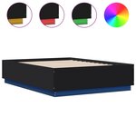 vidaXL Cadre de lit avec LED sans matelas noir 135x190 cm