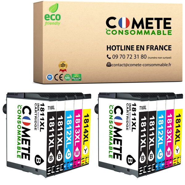 COMETE 18XL lot de 10 Cartouche Compatible Epson,Entreprise française