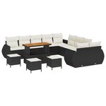 Ensemble de canapé de jardin vidaXL 14 pièces avec coussins en poly rotin noir acacia