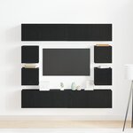 vidaXL Set de meuble TV 6 pièces   bois d'ingénierie chêne noir  à accrocher au mur.