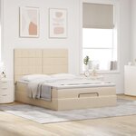 VidaXL Cadre de lit ottoman avec matelas crème 140x190 cm tissu