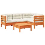 vidaXL Salon de jardin 5 Pièces avec coussins cire marron bois pin massif