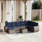 vidaXL Salon de jardin 9 Pièces avec coussins gris résine tressée