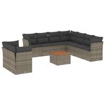 vidaXL Salon de jardin 10 Pièces avec coussins gris résine tressée