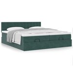 vidaXL Cadre de lit ottoman avec matelas vert foncé 200x200 cm velours