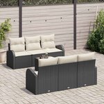 vidaXL Ensemble de canapé de jardin avec coussin 7 Pièces Noir et Crème