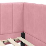 vidaXL Cadre de lit d'angle avec matelas Rose 100 x 200 cm Velours