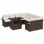 vidaXL Ensemble de canapé de jardin 9 Pièces Marron Poly Rattan