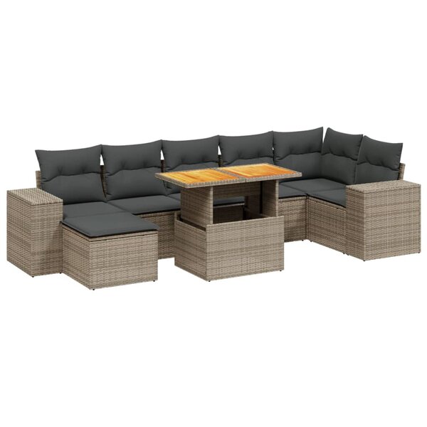 vidaXL Salon de jardin 8 Pièces avec coussins gris résine tressée