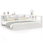 vidaXL Lit bibliothèque sans matelas blanc 200x200 cm bois pin massif