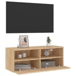 vidaXL Meuble TV mural chêne sonoma 80x30x30 cm bois d'ingénierie
