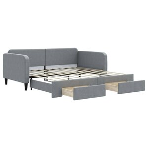 vidaXL Lit de jour avec gigogne et tiroirs gris clair 90x190 cm tissu