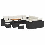vidaXL Ensemble de canapé de jardin avec coussin 13 Pièces Noir et Crème