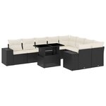 vidaXL Salon de jardin 10 Pièces avec coussins noir résine tressée