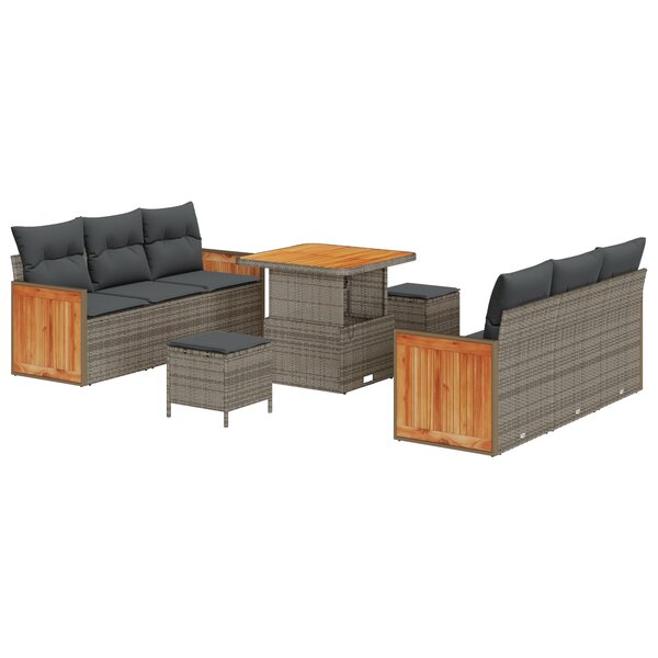 vidaXL Ensemble de canapé de jardin 9 Pièces Gris 80 x 80 x 71 cm