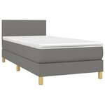 vidaXL Sommier à lattes de lit avec matelas Gris foncé 90x200 cm Tissu