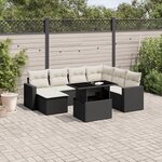 vidaXL Salon de jardin 8 Pièces avec coussins noir résine tressée