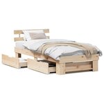 vidaXL Cadre de lit avec tiroir Marron 90 x 190 cm Bois massif en pin